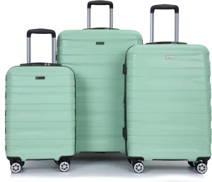 Kangmusi 3 Piece Luggage Sets PC Lightweight & Expandable Suitcase with Two Hooks, Double Spinner Wheels, TSA Lock, (21/25/29) Light Green
