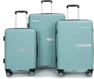 Kangmusi Hardshell Suitcase Double Spinner Wheels PP Luggage Sets Lightweight Suitcase with TSA Lock,3-Piece Set (20/24/28), Light Green