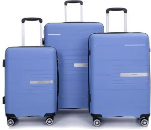 Kangmusi Hardshell Suitcase Double Spinner Wheels PP Luggage Sets Lightweight Suitcase with TSA Lock,3-Piece Set (20/24/28), Purplish Blue