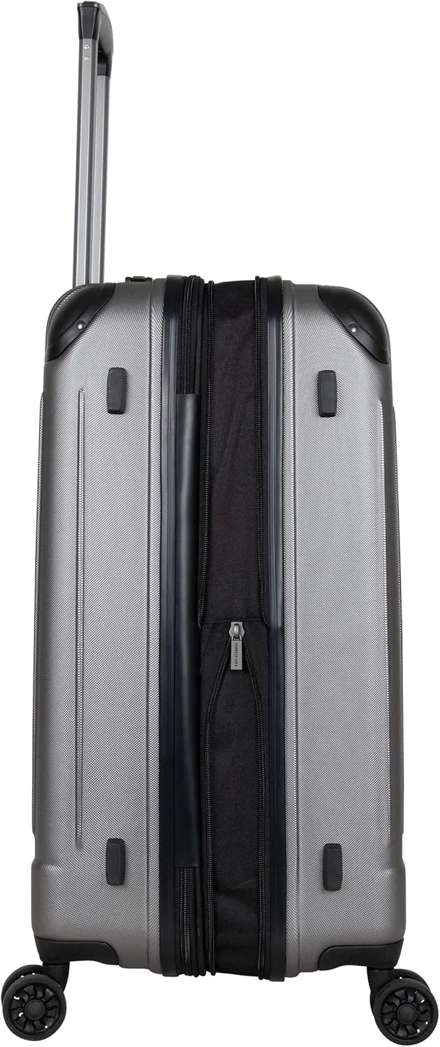 Kenneth Cole Reaction Flying Axis Collection Lightweight Hardside Expandable 8-Wheel Spinner Luggage, Silver, 24-Inch Checked