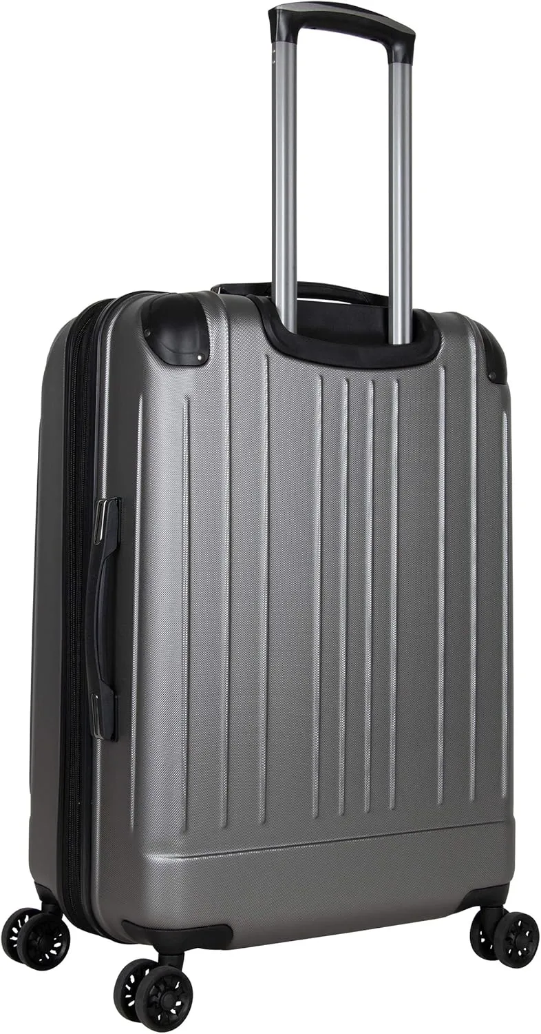 Kenneth Cole Reaction Flying Axis Collection Lightweight Hardside Expandable 8-Wheel Spinner Luggage, Silver, 24-Inch Checked