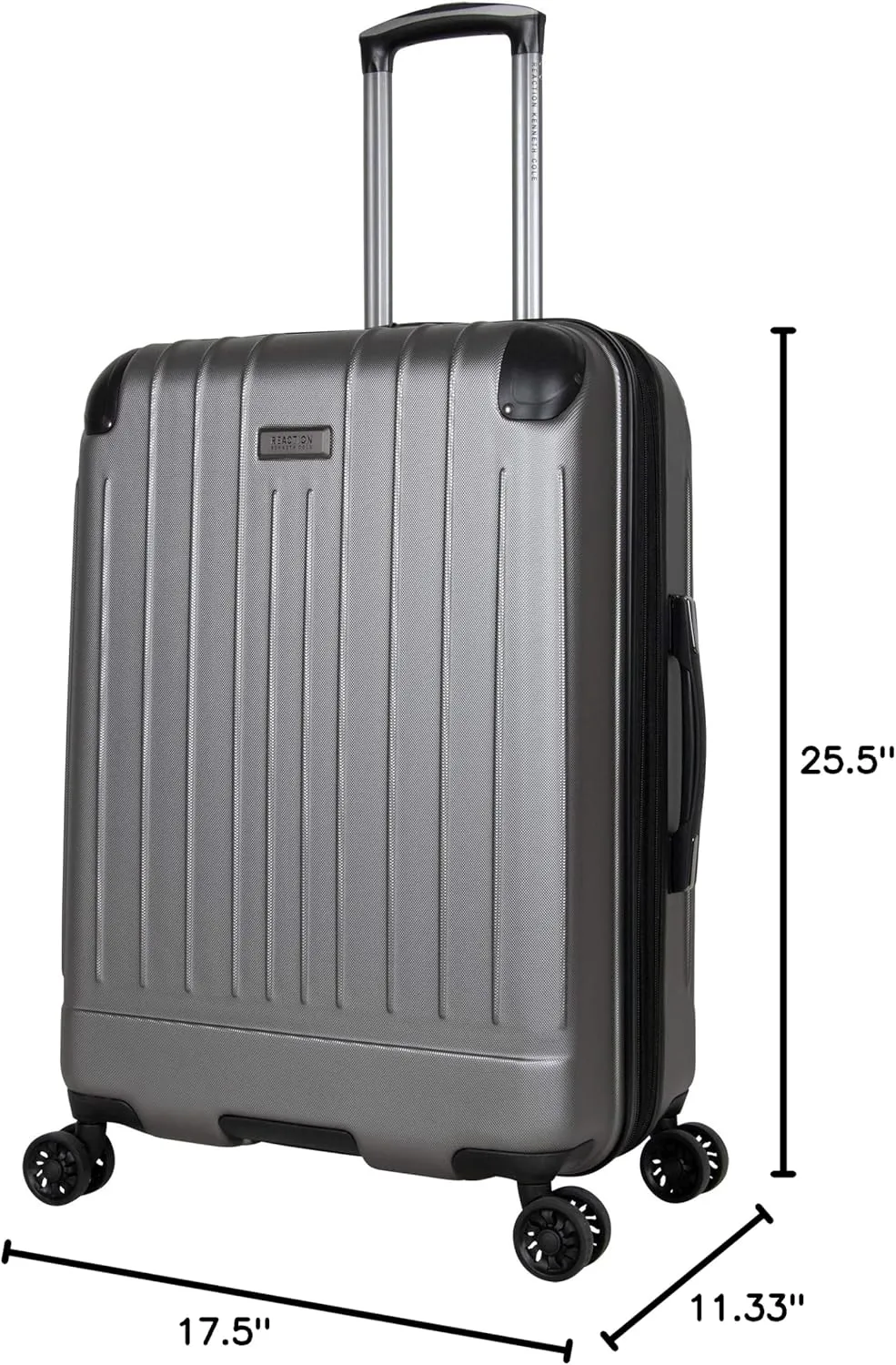 Kenneth Cole Reaction Flying Axis Collection Lightweight Hardside Expandable 8-Wheel Spinner Luggage, Silver, 24-Inch Checked