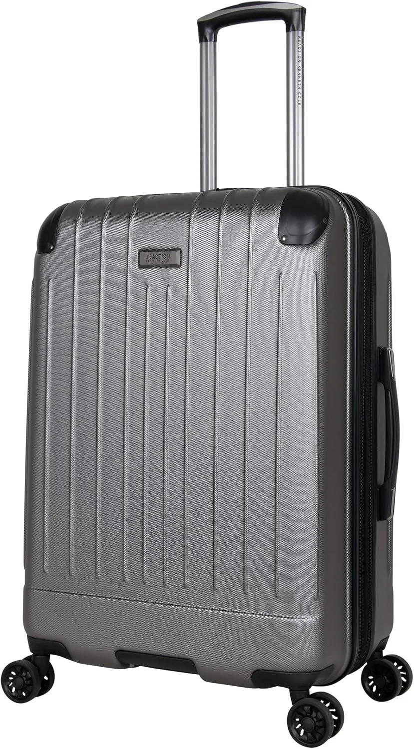 Kenneth Cole Reaction Flying Axis Collection Lightweight Hardside Expandable 8-Wheel Spinner Luggage, Silver, 24-Inch Checked