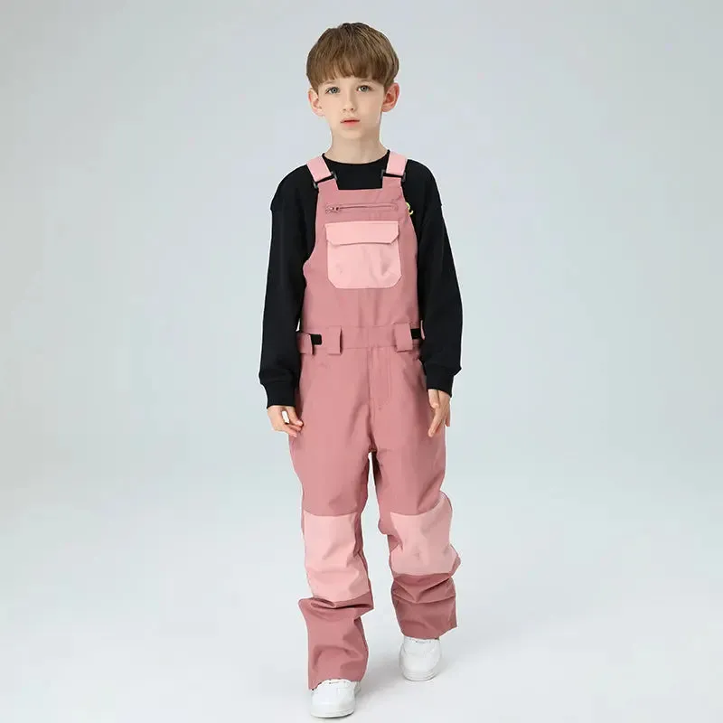 Kids Colorblock Ski Overall Bib Pants