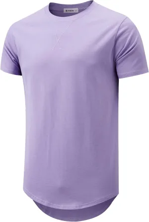 KLIEGOU Mens 100 Cotton Hipster Hip Hop Longline Crewneck T-Shirt Pre - Shrunk S-4XL
