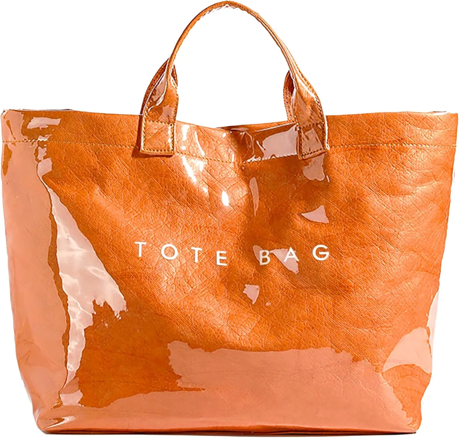 Kraft Paper Tote Bags with PVC Surface for Women Top-handle Bag Vintage Clear Purses Handbag Satchel
