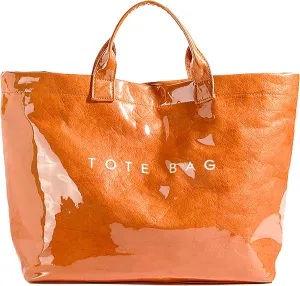 Kraft Paper Tote Bags with PVC Surface for Women Top-handle Bag Vintage Clear Purses Handbag Satchel