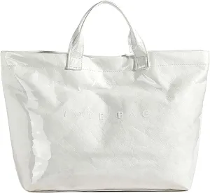 Kraft Paper Tote Bags with PVC Surface for Women Top-handle Bag Vintage Clear Purses Handbag Satchel