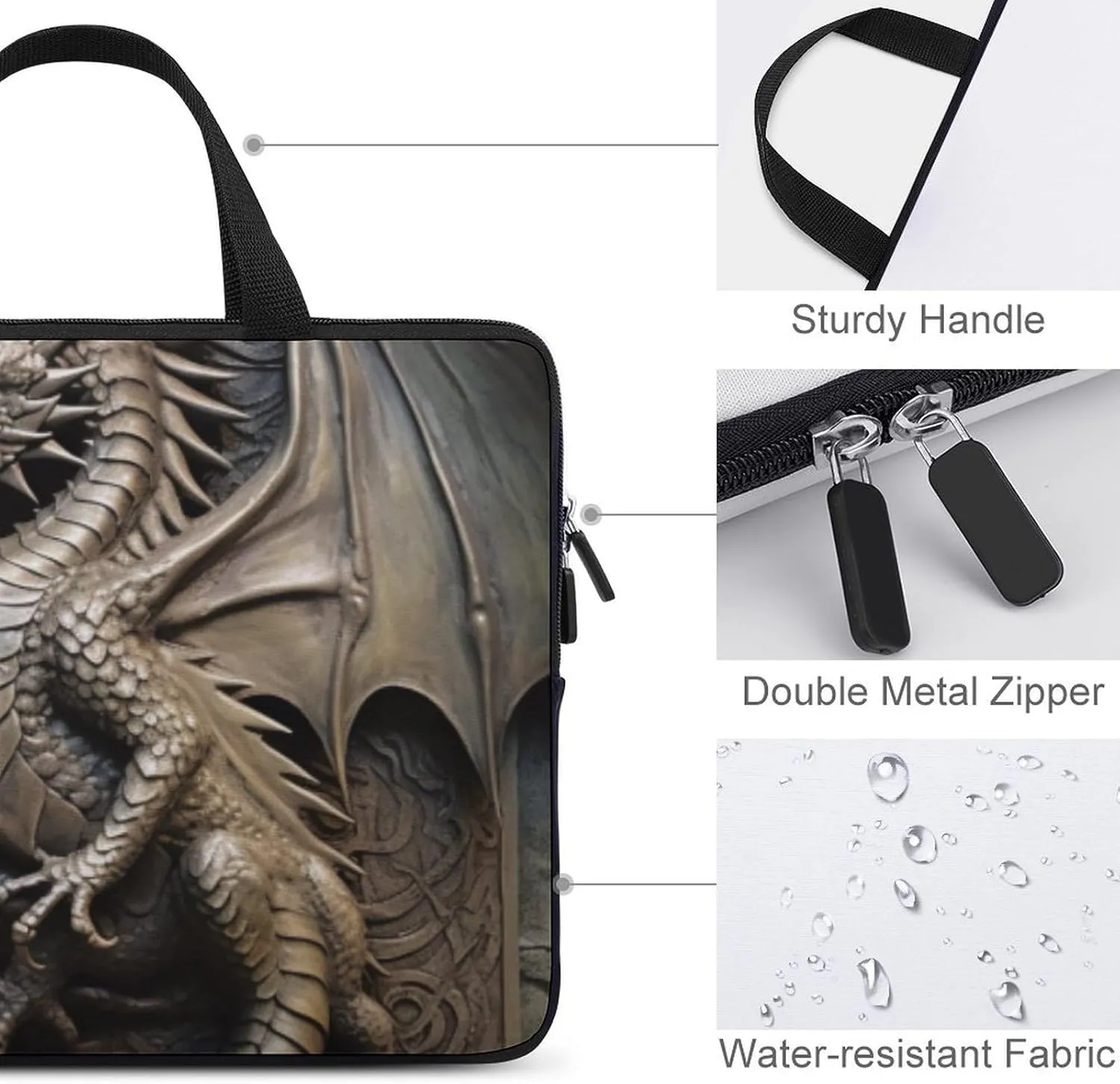 Laptop Bag A Dragon Wings Old Iron Laptop Case Computer Notebook Briefcase Messenger Bag with Adjustable Shoulder Strap 15.6 Inch