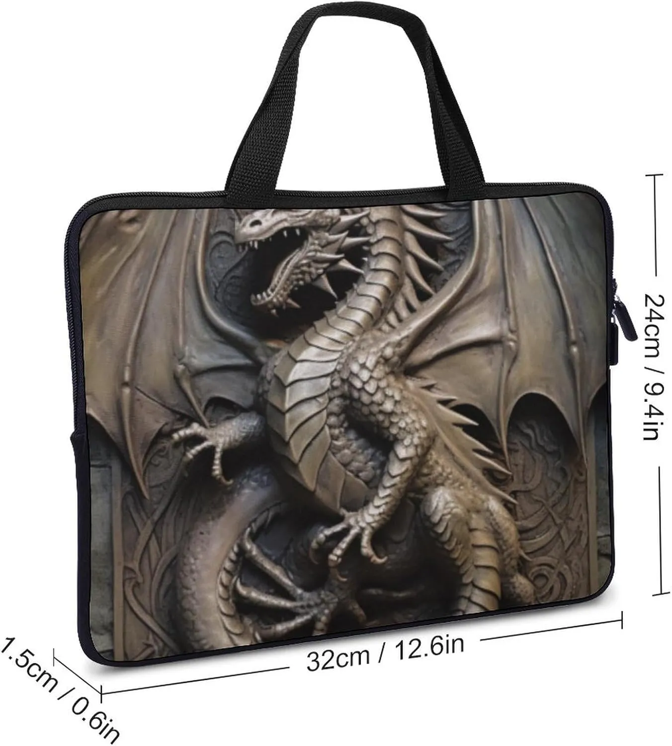 Laptop Bag A Dragon Wings Old Iron Laptop Case Computer Notebook Briefcase Messenger Bag with Adjustable Shoulder Strap 15.6 Inch