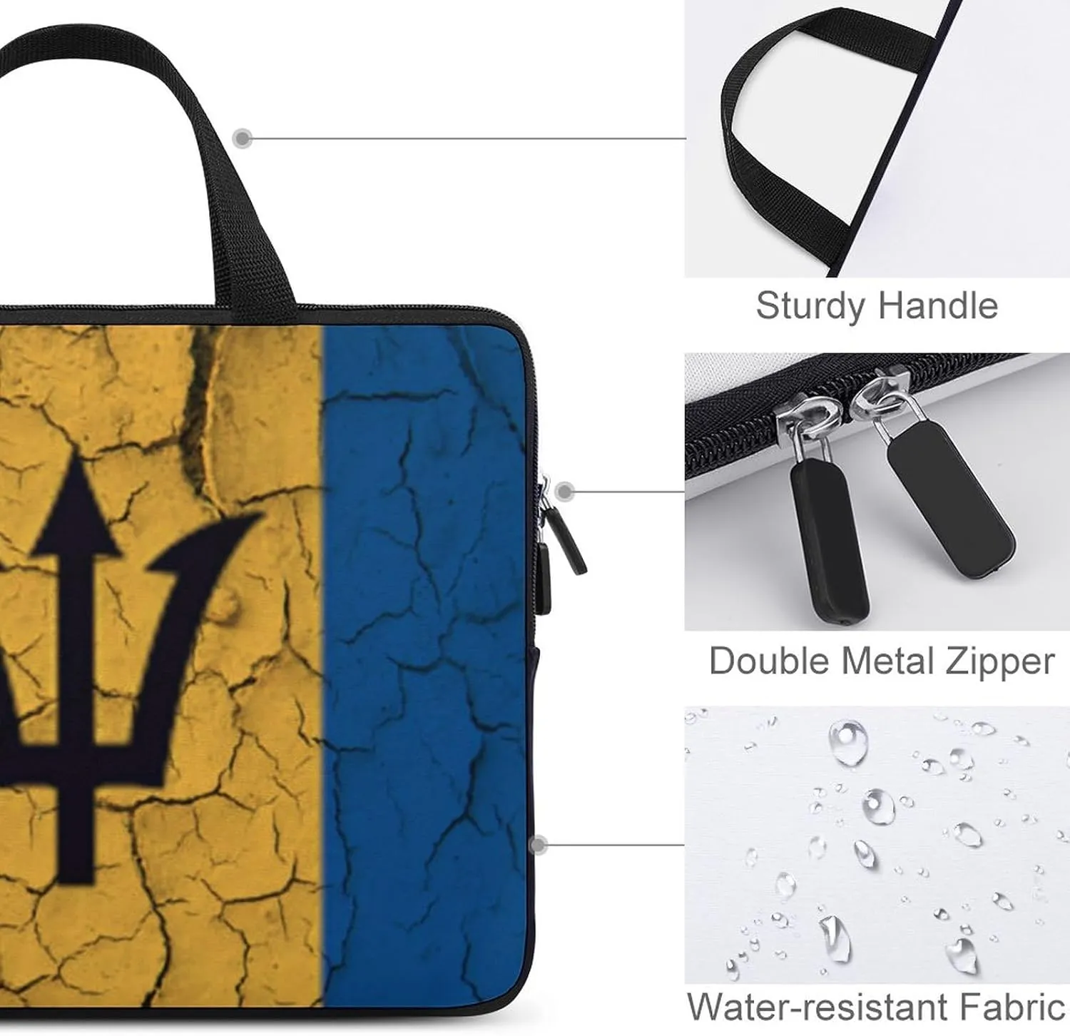 Laptop Bag Barbados Flag Laptop Case Computer Notebook Briefcase Messenger Bag with Adjustable Shoulder Strap 15.6 Inch