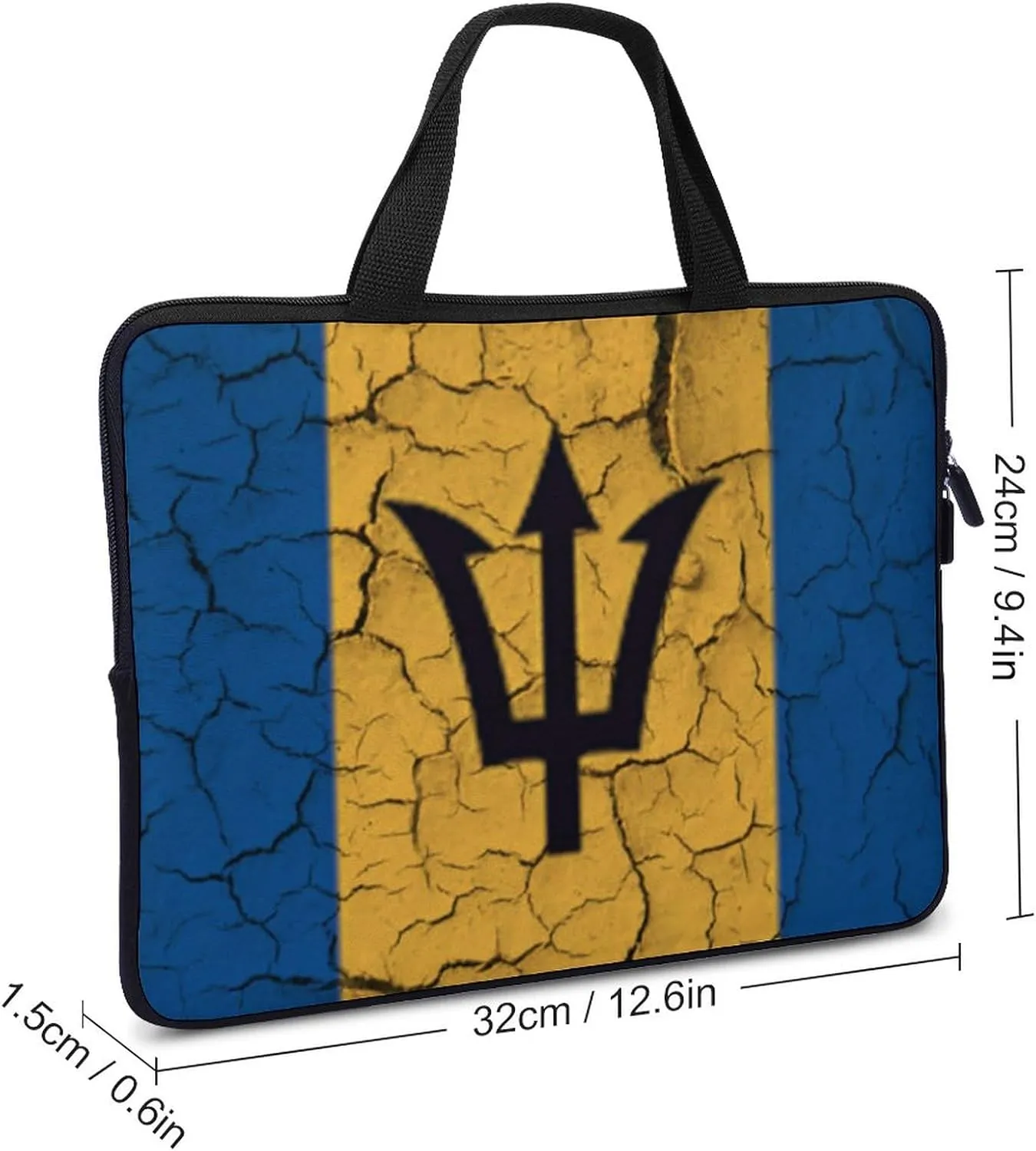 Laptop Bag Barbados Flag Laptop Case Computer Notebook Briefcase Messenger Bag with Adjustable Shoulder Strap 15.6 Inch