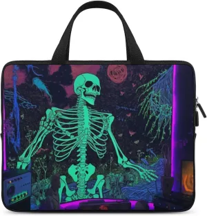Laptop Bag Blacklight Skull Laptop Case Computer Notebook Briefcase Messenger Bag with Adjustable Shoulder Strap 15.6 Inch