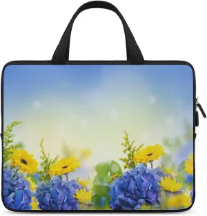 Laptop Bag Butterflies Hydrangeas Daisies Flowers Laptop Case Computer Notebook Briefcase Messenger Bag with Adjustable Shoulder Strap 15.6 Inch