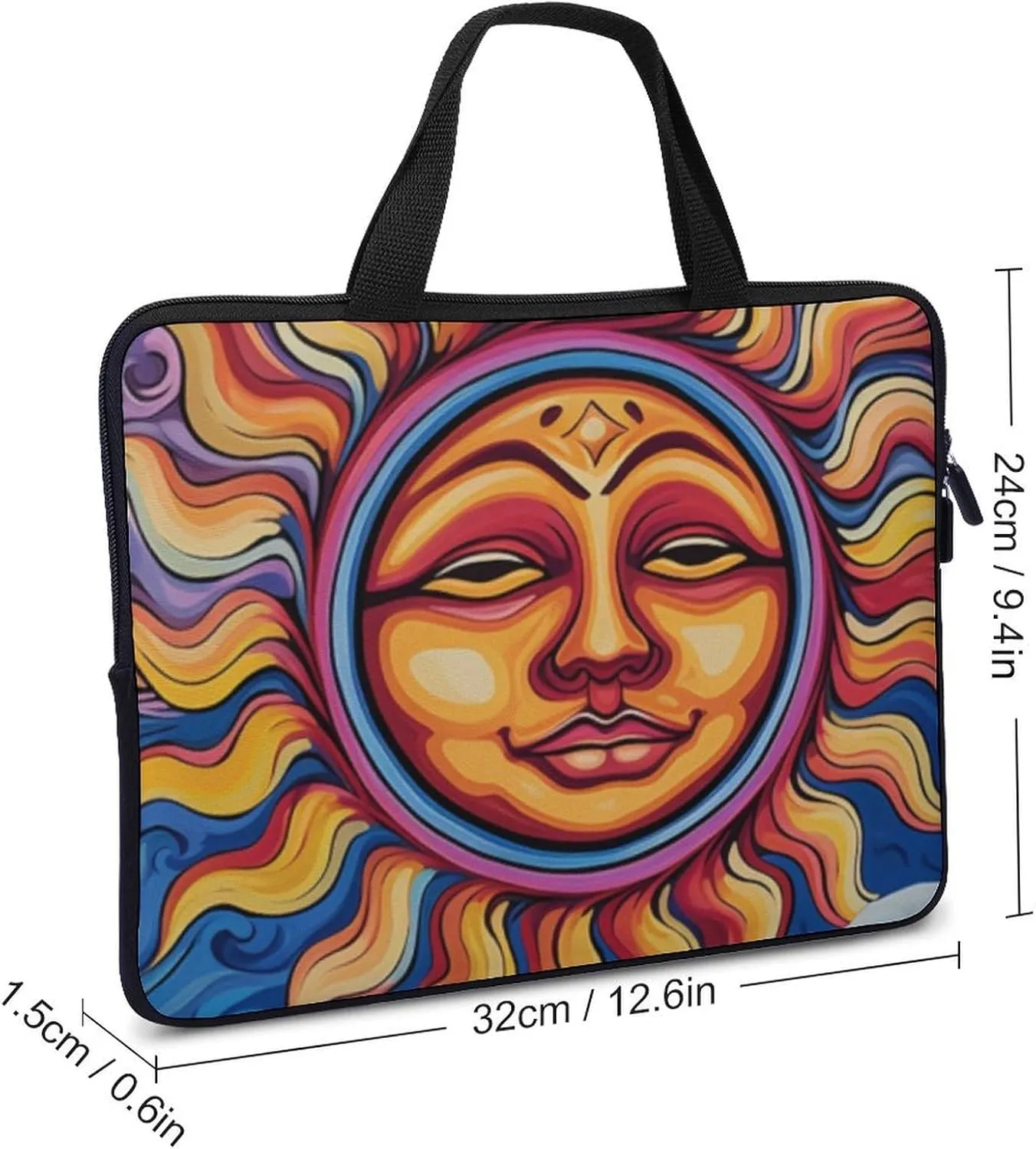 Laptop Bag Colorful Sun Art Laptop Case Computer Notebook Briefcase Messenger Bag with Adjustable Shoulder Strap 15.6 Inch