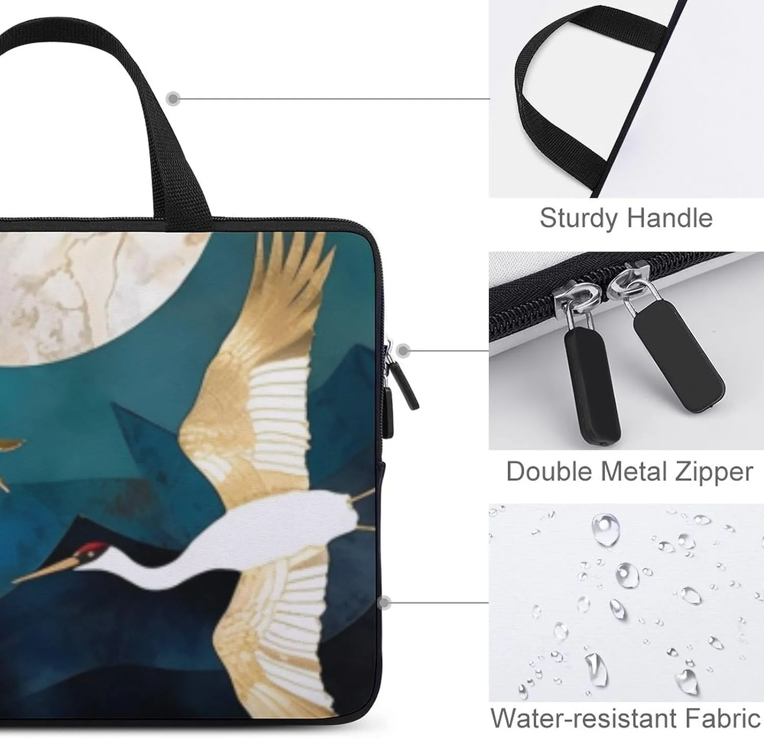 Laptop Bag Cranes Flying Laptop Case Computer Notebook Briefcase Messenger Bag with Adjustable Shoulder Strap 15.6 Inch