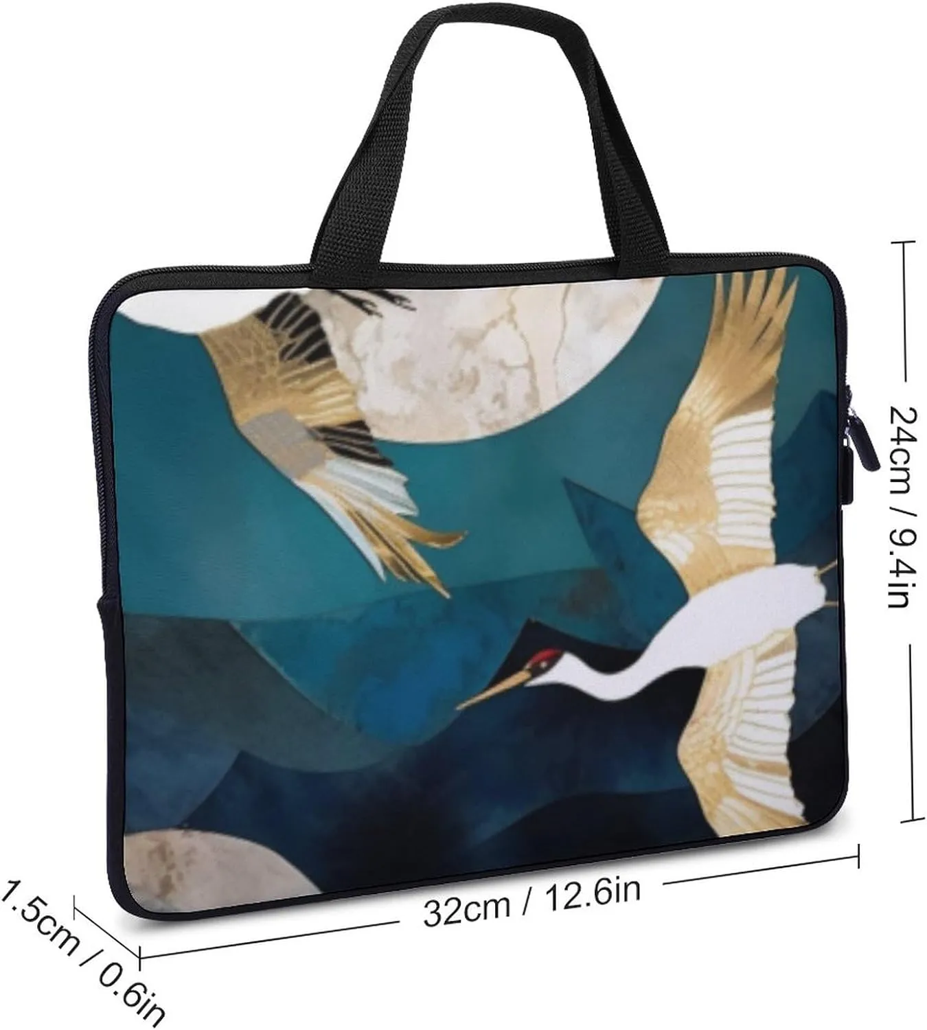 Laptop Bag Cranes Flying Laptop Case Computer Notebook Briefcase Messenger Bag with Adjustable Shoulder Strap 15.6 Inch