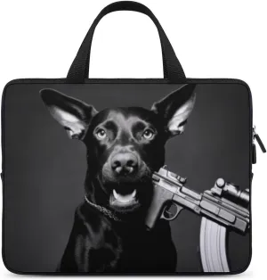 Laptop Bag Dog With Gun In Its Mouth Laptop Case Computer Notebook Briefcase Messenger Bag with Adjustable Shoulder Strap 15.6 Inch