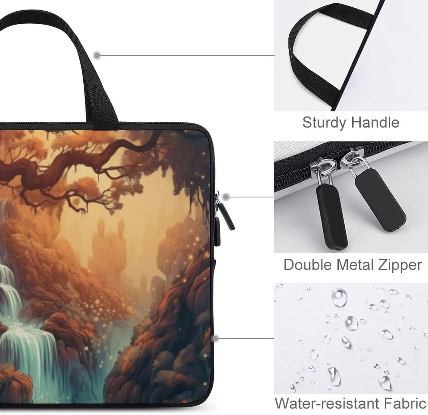 Laptop Bag Fairy Tales Forest Laptop Case Computer Notebook Briefcase Messenger Bag with Adjustable Shoulder Strap 15.6 Inch