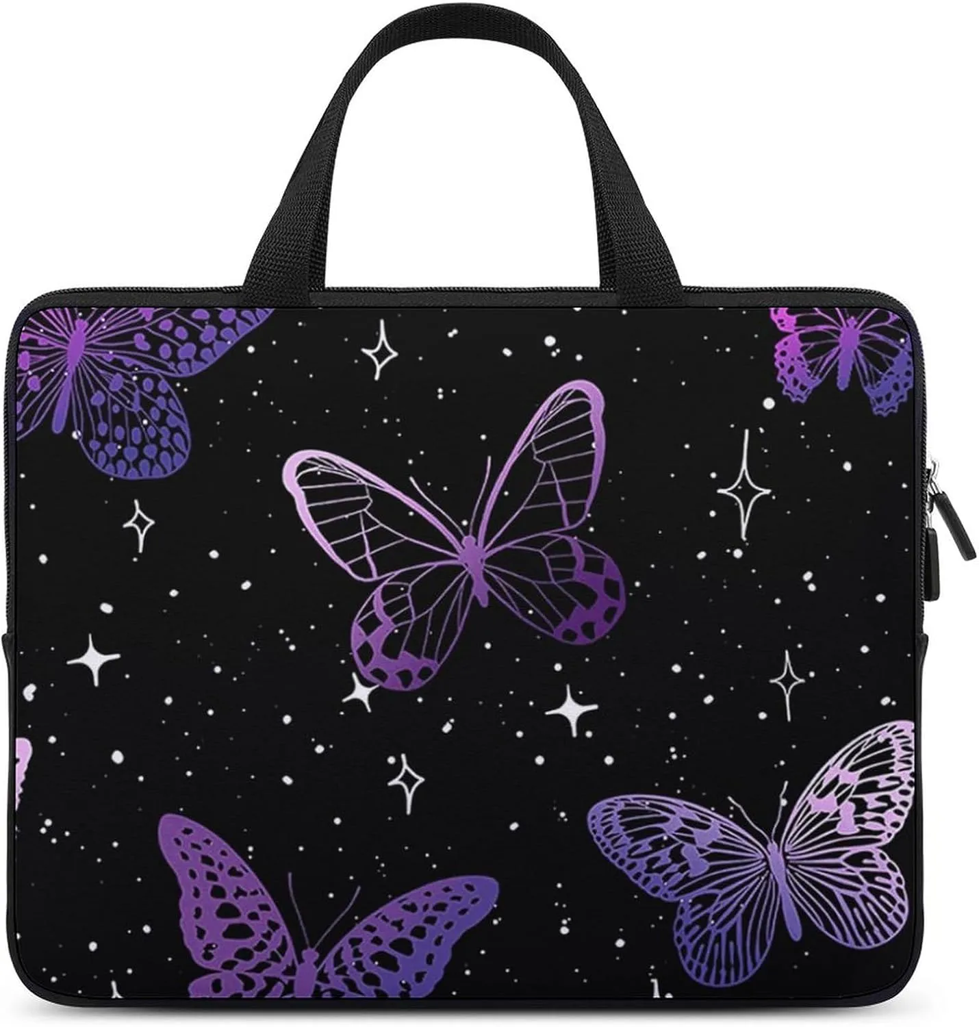 Laptop Bag Fantasy Purple Butterflies Laptop Case Computer Notebook Briefcase Messenger Bag with Adjustable Shoulder Strap 15.6 Inch