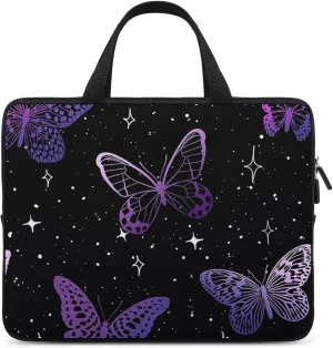 Laptop Bag Fantasy Purple Butterflies Laptop Case Computer Notebook Briefcase Messenger Bag with Adjustable Shoulder Strap 15.6 Inch