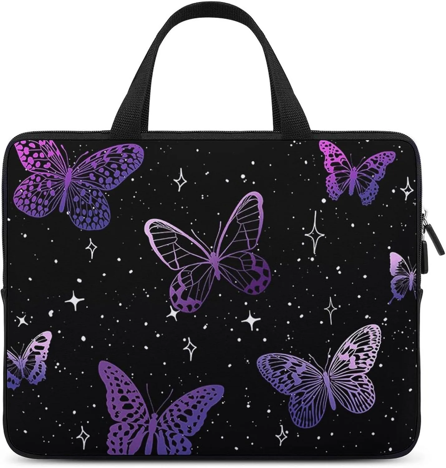 Laptop Bag Fantasy Purple Butterflies Laptop Case Computer Notebook Briefcase Messenger Bag with Adjustable Shoulder Strap 15.6 Inch