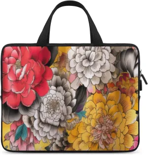 Laptop Bag Floral Pattern Vintage Laptop Case Computer Notebook Briefcase Messenger Bag with Adjustable Shoulder Strap 15.6 Inch