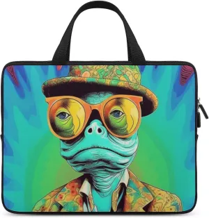 Laptop Bag Frog Glasses Psychedelic Laptop Case Computer Notebook Briefcase Messenger Bag with Adjustable Shoulder Strap 15.6 Inch