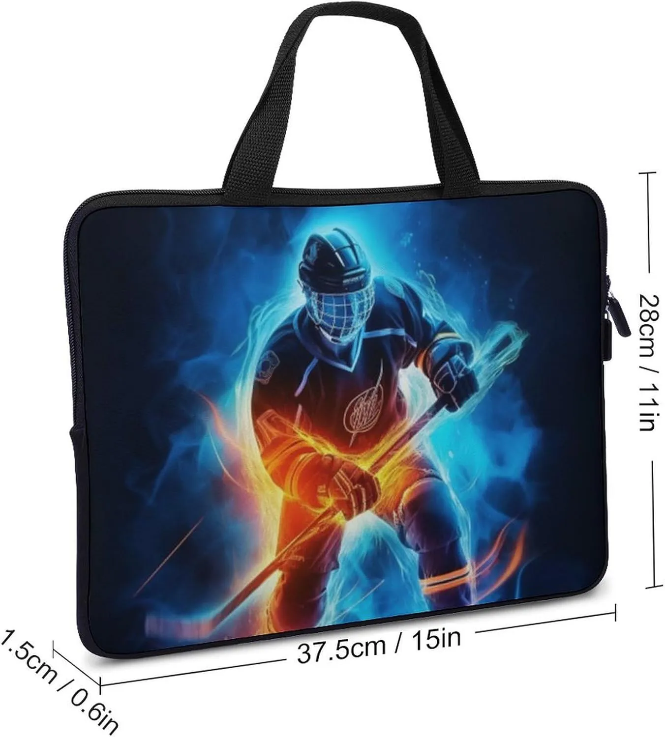 Laptop Bag Hockey Player Playing Laptop Case Computer Notebook Briefcase Messenger Bag with Adjustable Shoulder Strap 15.6 Inch