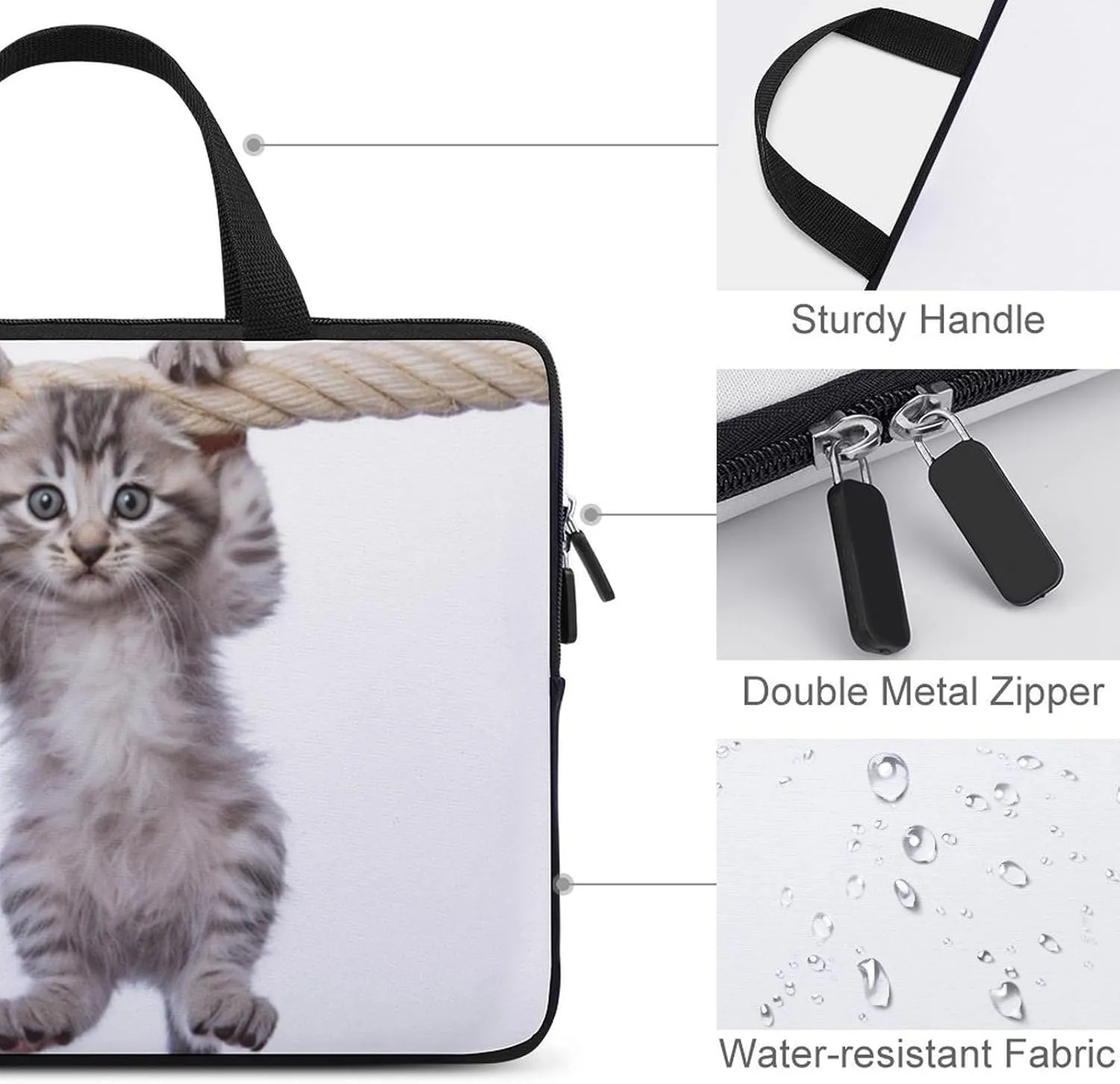 Laptop Bag Kitten Playing Hang in There Laptop Case Computer Notebook Briefcase Messenger Bag with Adjustable Shoulder Strap 15.6 Inch