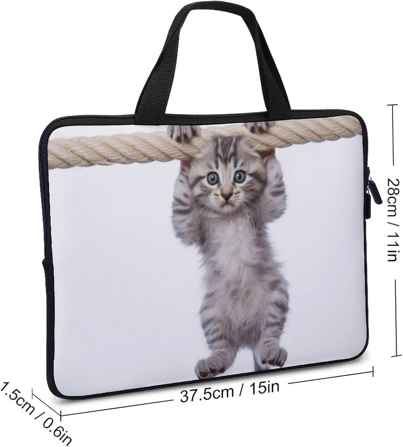 Laptop Bag Kitten Playing Hang in There Laptop Case Computer Notebook Briefcase Messenger Bag with Adjustable Shoulder Strap 15.6 Inch