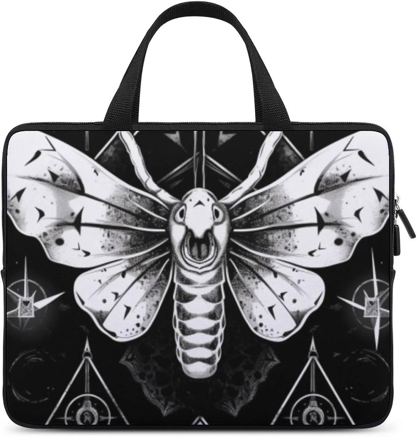 Laptop Bag Moth Black Skulls Laptop Case Computer Notebook Briefcase Messenger Bag with Adjustable Shoulder Strap 15.6 Inch