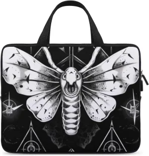 Laptop Bag Moth Black Skulls Laptop Case Computer Notebook Briefcase Messenger Bag with Adjustable Shoulder Strap 15.6 Inch