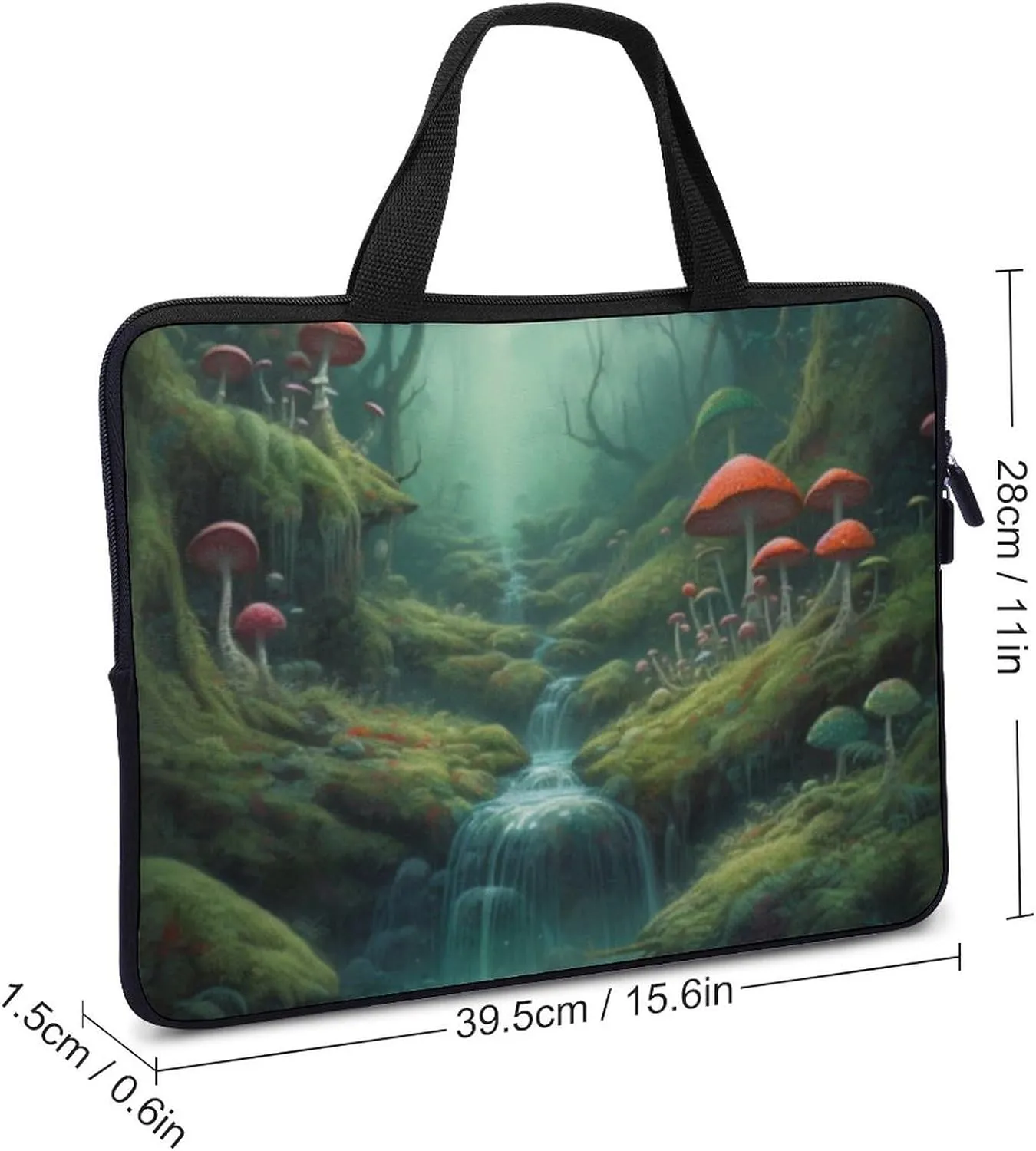 Laptop Bag Mushroom Forest Laptop Case Computer Notebook Briefcase Messenger Bag with Adjustable Shoulder Strap 15.6 Inch