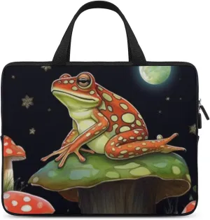 Laptop Bag Mushroom Frog Moon Laptop Case Computer Notebook Briefcase Messenger Bag with Adjustable Shoulder Strap 15.6 Inch