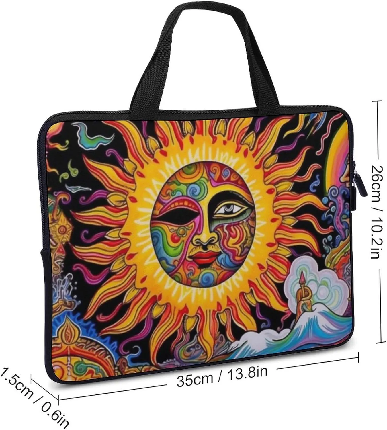 Laptop Bag Mushroom Sun Trippy Laptop Case Computer Notebook Briefcase Messenger Bag with Adjustable Shoulder Strap 15.6 Inch