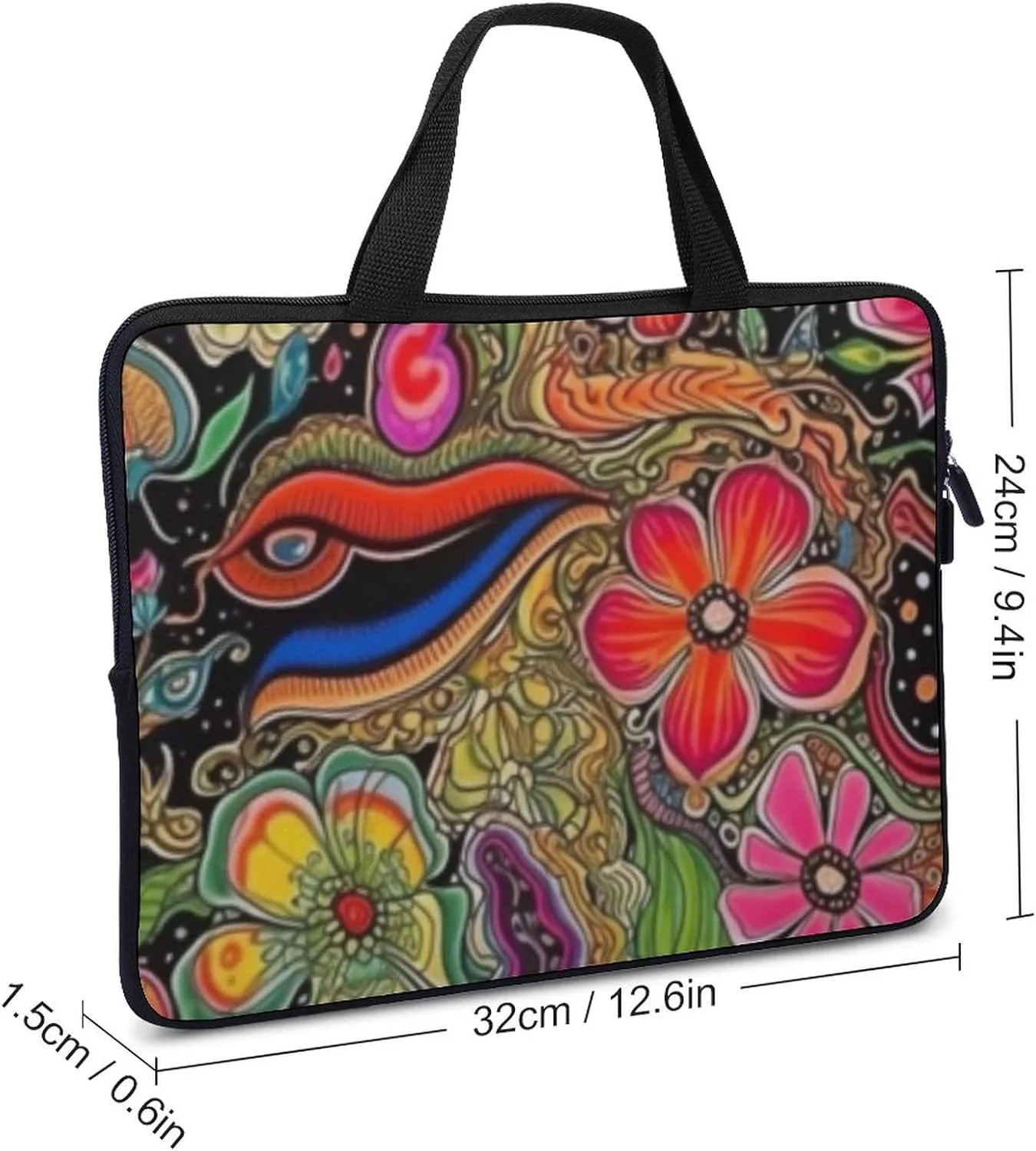 Laptop Bag Mushroom Trippy Laptop Case Computer Notebook Briefcase Messenger Bag with Adjustable Shoulder Strap 15.6 Inch