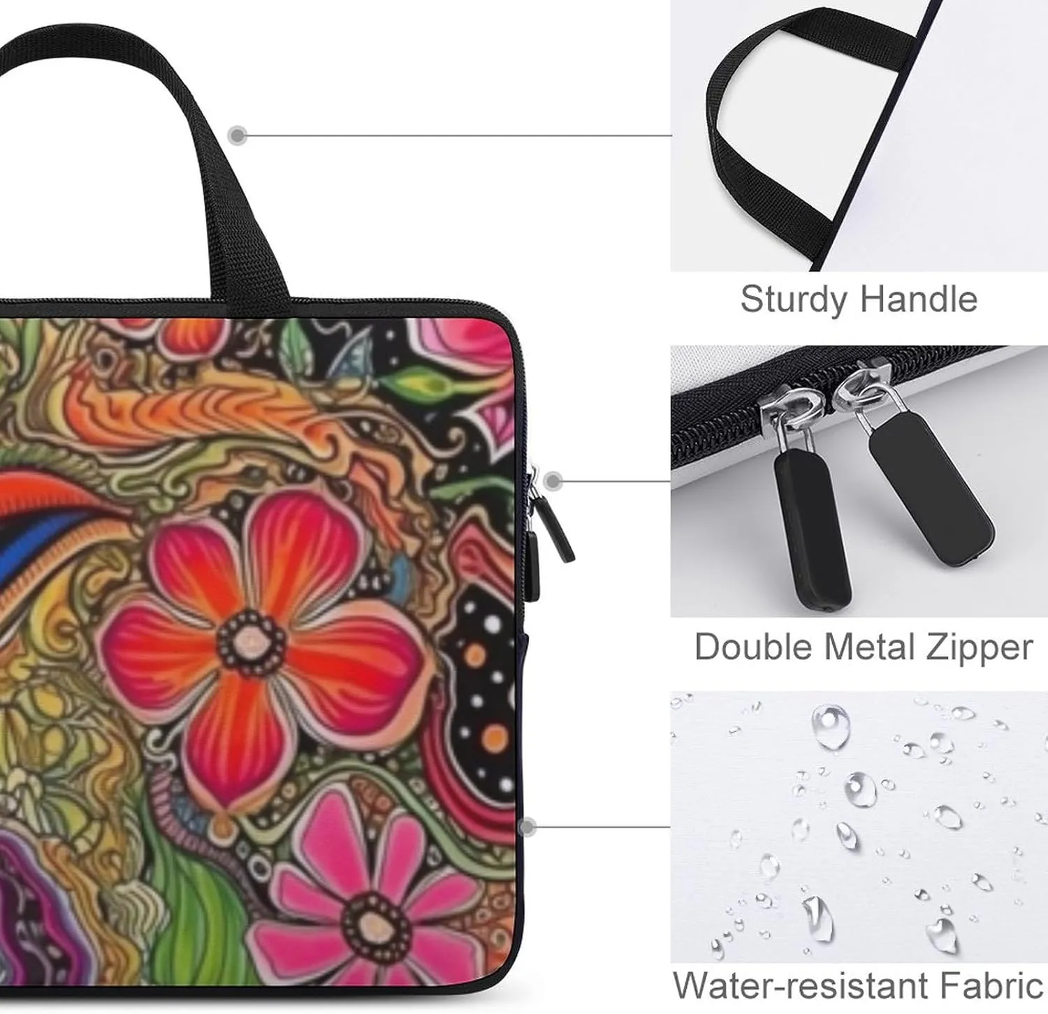 Laptop Bag Mushroom Trippy Laptop Case Computer Notebook Briefcase Messenger Bag with Adjustable Shoulder Strap 15.6 Inch