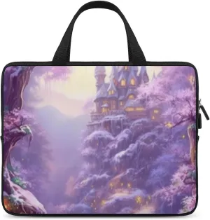 Laptop Bag Painting of Forest Castle Laptop Case Computer Notebook Briefcase Messenger Bag with Adjustable Shoulder Strap 15.6 Inch