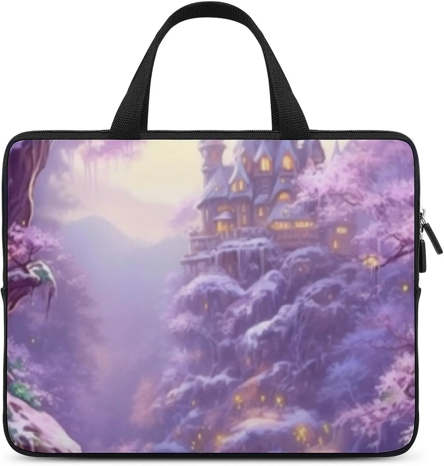 Laptop Bag Painting of Forest Castle Laptop Case Computer Notebook Briefcase Messenger Bag with Adjustable Shoulder Strap 15.6 Inch