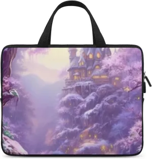 Laptop Bag Painting of Forest Castle Laptop Case Computer Notebook Briefcase Messenger Bag with Adjustable Shoulder Strap 15.6 Inch