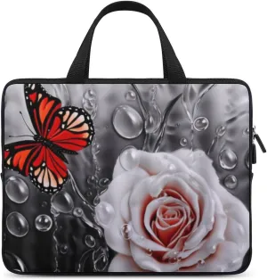Laptop Bag Romance Pink Rose Floral Laptop Case Computer Notebook Briefcase Messenger Bag with Adjustable Shoulder Strap 15.6 Inch