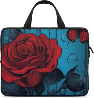 Laptop Bag Romance Red Rose Floral Laptop Case Computer Notebook Briefcase Messenger Bag with Adjustable Shoulder Strap 15.6 Inch