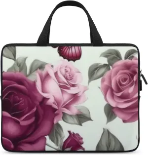 Laptop Bag Roses And Butterflies Laptop Case Computer Notebook Briefcase Messenger Bag with Adjustable Shoulder Strap 15.6 Inch