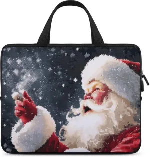 Laptop Bag Santa Clause Blowing Snow Laptop Case Computer Notebook Briefcase Messenger Bag with Adjustable Shoulder Strap 15.6 Inch
