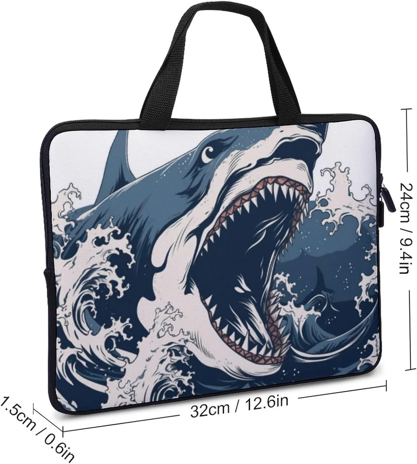 Laptop Bag Shark Tattoo Print Laptop Case Computer Notebook Briefcase Messenger Bag with Adjustable Shoulder Strap 15.6 Inch