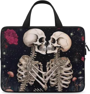 Laptop Bag Skeleton Hug Me with Flower Laptop Case Computer Notebook Briefcase Messenger Bag with Adjustable Shoulder Strap 15.6 Inch