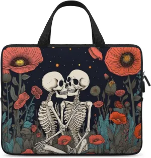 Laptop Bag Skeleton with Flower Laptop Case Computer Notebook Briefcase Messenger Bag with Adjustable Shoulder Strap 15.6 Inch