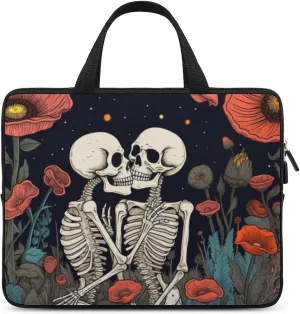Laptop Bag Skeleton with Flower Laptop Case Computer Notebook Briefcase Messenger Bag with Adjustable Shoulder Strap 15.6 Inch