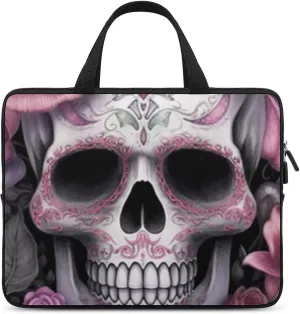 Laptop Bag Skull Skeleton Flower Laptop Case Computer Notebook Briefcase Messenger Bag with Adjustable Shoulder Strap 15.6 Inch